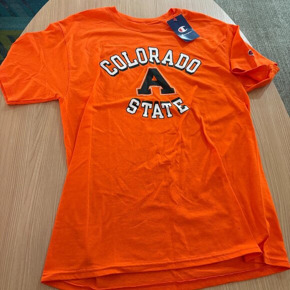 Colorado State University Aggies T Shirt Medium Orange Champion Short Sleeve NWT - Picture 1 of 3
